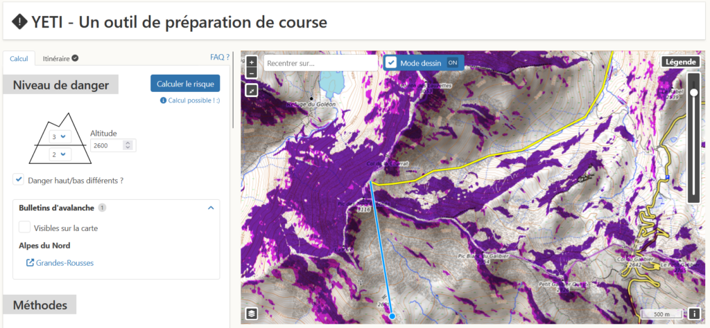 L’outil YETI de préparation de courses hivernales en fonction du risque d’avalanche